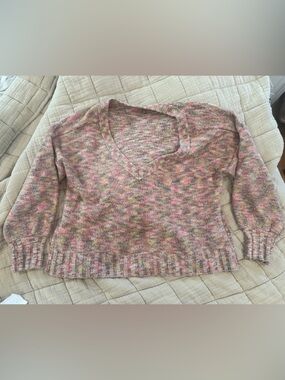 Anthropologie Speckled deep V-Neck Knit Sweater color “spacedye”